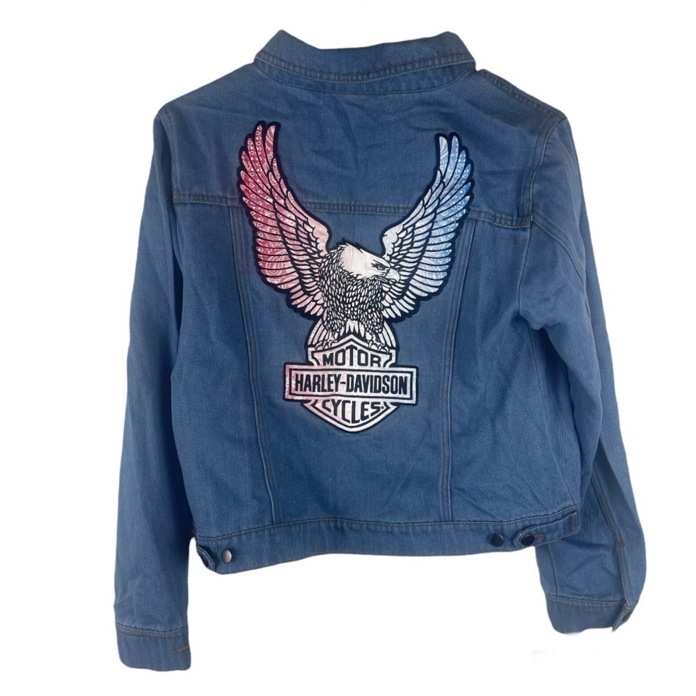 Harley Davidson Women's  pink Logo Denim Jacket Size Medium